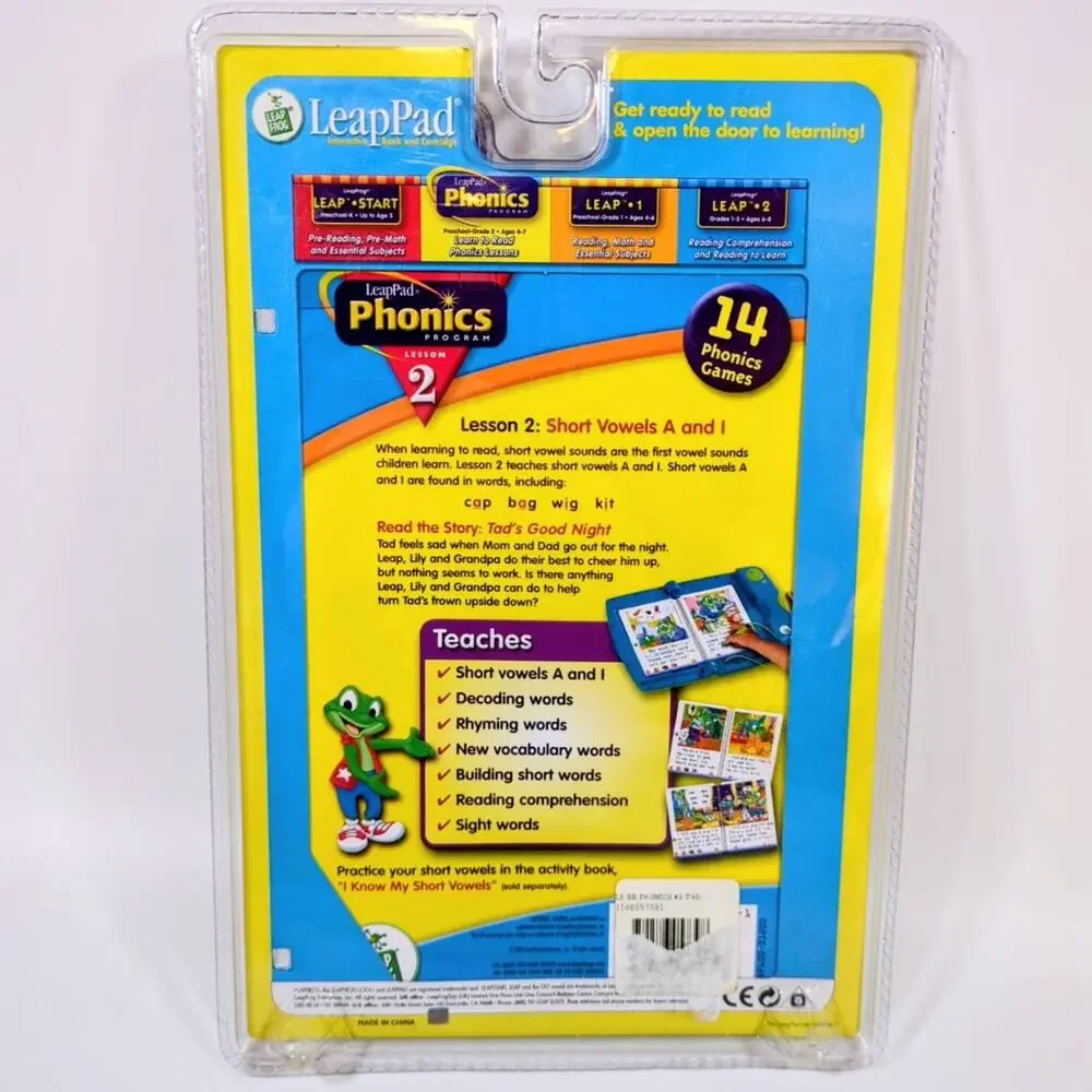 LeapFrog LeapPad Phonics Program Lesson 2 Short Vowels A & I Ages 4-7 NEW Sealed